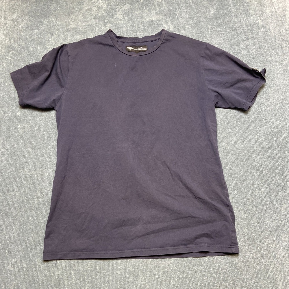V.I.P. Collection T Shirt Mens Large Navy Blue Stretch Crew Neck Short Sleeve